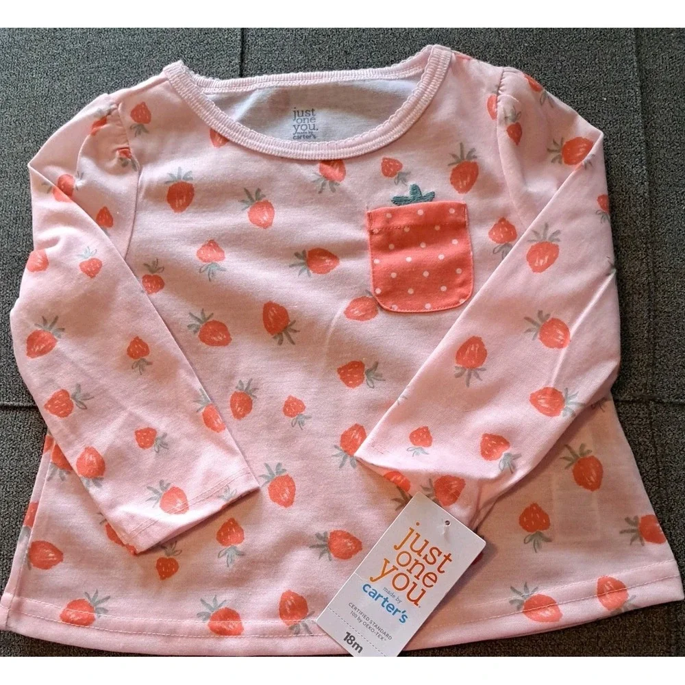 NWT 18 MO Carters Strawberry 3 Pc Outfit Toddler‎ Spring/Summer Pink Babywear
